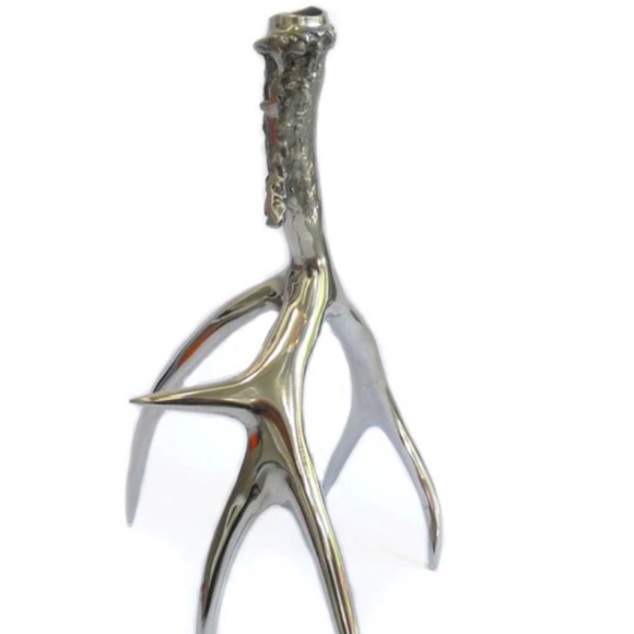 ARTHUR COURT Rare Vintage Cast Aluminum Deer Stag Antler Candlestick Pair - Picture 4 of 12